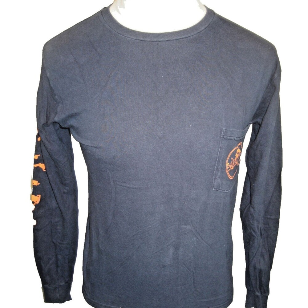 Mens Salt Life Black Cotton LS T-Shirt w Skull Graphics &Pocket  sz Sm